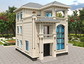 8.6×12米 三層歐式小別墅 占地105平方 編號(hào)0618